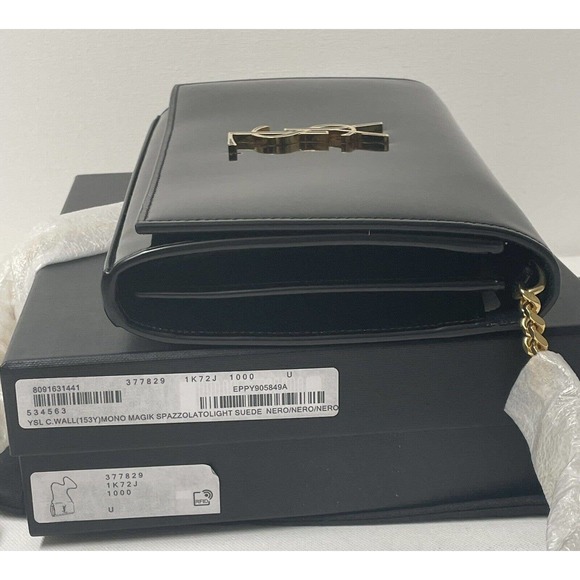 NEW SAINT LAURENT PATENT LEATHER GOLD CHAIN WALLET BAG PURSE BOX! - Picture 9 of 16